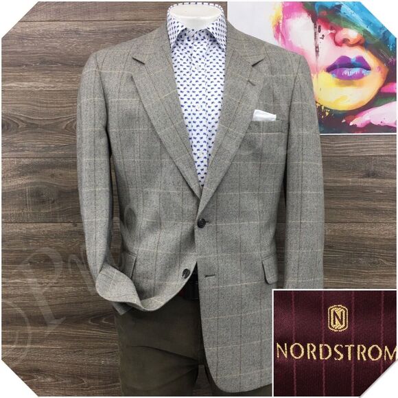 VINTAGE NORDSTROM Mens Blazer Sport‎ Coat Casual Jacket Size 44L Wool Suit USA